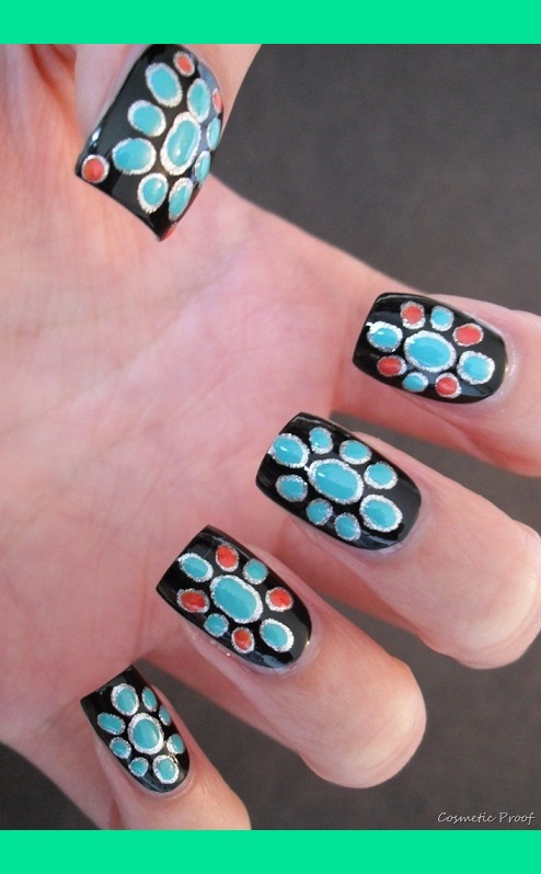 Tribal Turquoise Jewellery Inspired Nails Jayne L S Photo Beautylish,Clip Art Simple Flower Design Black And White