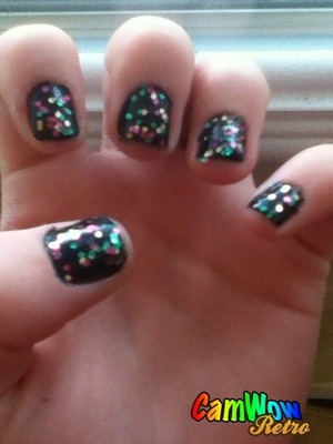 Black and colorful glitter!