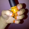 Orange & Gold Glitter Tip Nails 