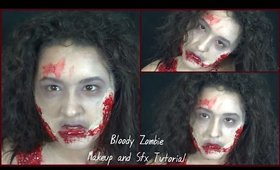 Walking Dead Bloody Zombie Makeup and Special Fx Tutorial (31 Days of Halloween) (NoBlandMakeup)