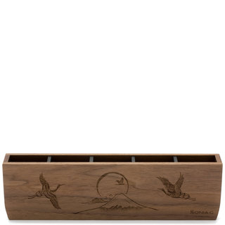 Sonia G. Cranes Over Mt. Fuji Wooden Brush Holder