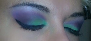 I copied a few different looks and made a deep purple smokey eye with a lime green matte lid