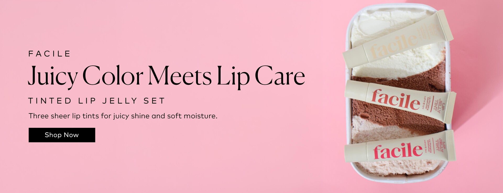 Swipe on sheer color, glossy shine, and cushiony hydration with three lip tints made to soften, condition, and plump the look of lips. Shop the Facile Summer Tinted Lip Jelly Set on Beautylish.com