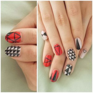 triangle themed nails by me. 
Follow me for more nailart at instagram.com/nailsbynamja