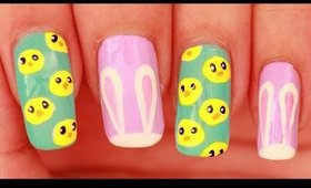 Chickens & Bunnies nail art