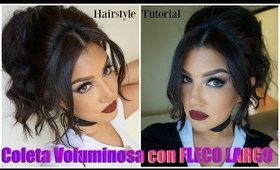 Tutorial Peinado Coleta Volumen con Fleco/hairstyle ponytail volume bags | auroramakeup