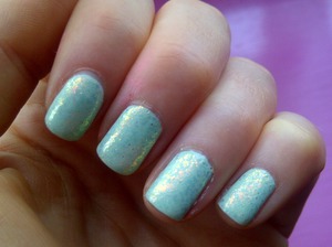 Layer your fave mint polish with glitter