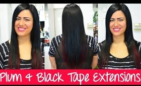 Tape Hair Extension Application - Plum & Black | Instant Beauty ♡