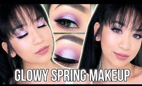 GLOWY Spring Makeup Tutorial | Purple Eyeshadow Tutorial for Beginners