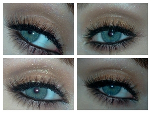 Easy, simple shimmery/nude, brown colours with very natural looking falsies (Ebay). 
