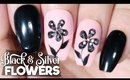 Black & Silver Flowers Nail Art Tutorial // How to Nail Art at Home