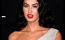 Megan fox neutral eyes and red lips inspired make up look