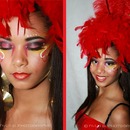 Black, Red, And Gold Carnival Makeup