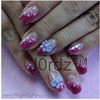 Pink glitter slant nails