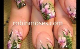 Tropical Jungle Flower floral design: robin moses nail art tutorial
