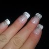French manicure with silver print