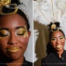 Gold, White, And Black Carnival Makeup..