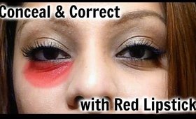 Cover and Conceal Dark Under Eye Circles with Red Lipstick  │ Red Lipstick Concealer & Correcter