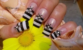 Black and White French With a Twist, Nail Art Design Tutorial - ♥ MyDesigns4You ♥