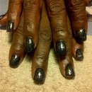 Black Glitter nail polish acrylic nails 