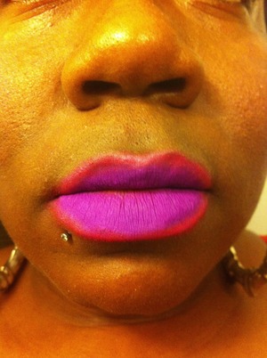 Lips: BH Cosmetics Eyeshadow: purple lips with a pink lip line
