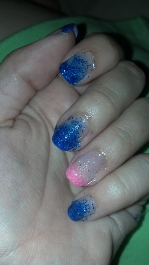colored French tips with added glitter 