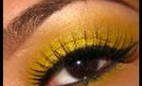 Bright Yellow Glitter party makeup. (contest entry)