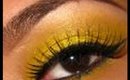 Bright Yellow Glitter party makeup. (contest entry)