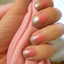 Pink, Bronzed & Silver ombre nails