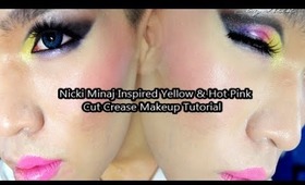Nicki Minaj Inspired Yellow & Hot Pink Cut Crease Makeup Tutorial