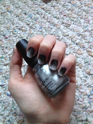 Nails I did with china glaze platinum silver, Nina ultra pro white nail lacquer, and black nail polish.
