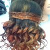 Colorful wand curled  hair