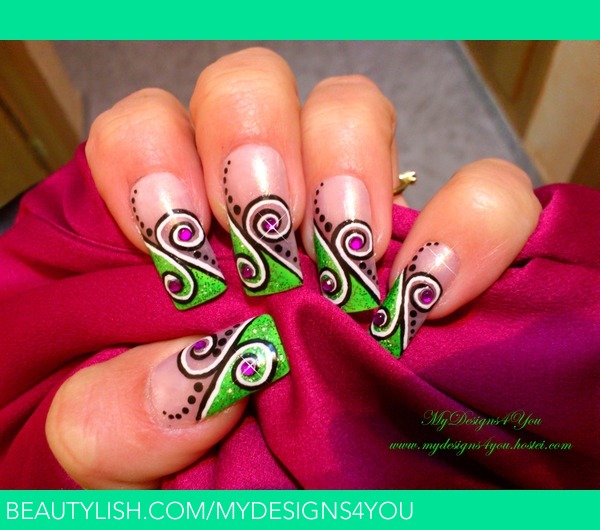 Pointless Cafe: Nail of the Day: Spiral Nail Art with KBShimmer Swirls Nail  Vinyl Decals