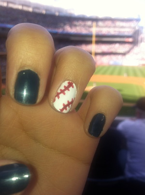 New York Yankees Navy Blue with a baseball nail art.