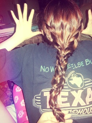 Sorry for the heavy filter. ;o 
But it's Rapunzel's beautiful braid on my sister. :) 