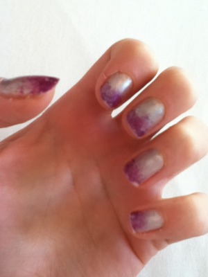 Purple nail polish
Silver nail polish
Bathroom sponge 