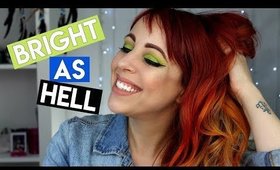 BRIGHT Chartreuse & Blue Eye Tutorial | GlitterFallout