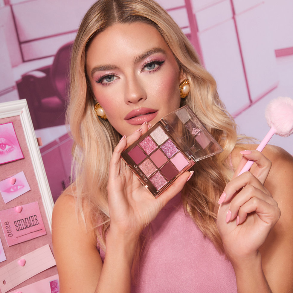 Model wearing Charlotte Tilbury Palette of Beautifying Eye Trends in Pink Love
