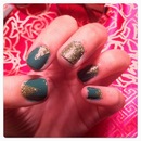 Emerald and Gold nails
