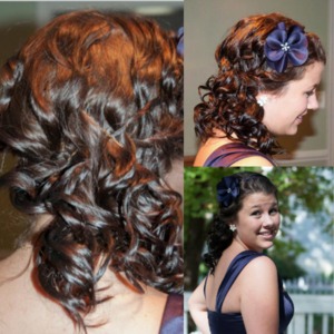 curly side pony with flower headband