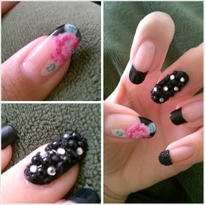 Just did a simple rose with black French tip (: