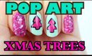 HOT PINK POP ART XMAS TREE NAILS