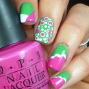 Pink and Green Nail Art