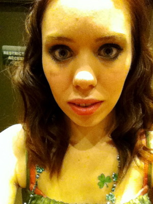 This was my st. Patrick's day make-up. 
It's green and gold. :) 