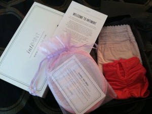 Dolce Vita and runched back panties. Love their packaging...so pretty! Also came with a free laundry bag.