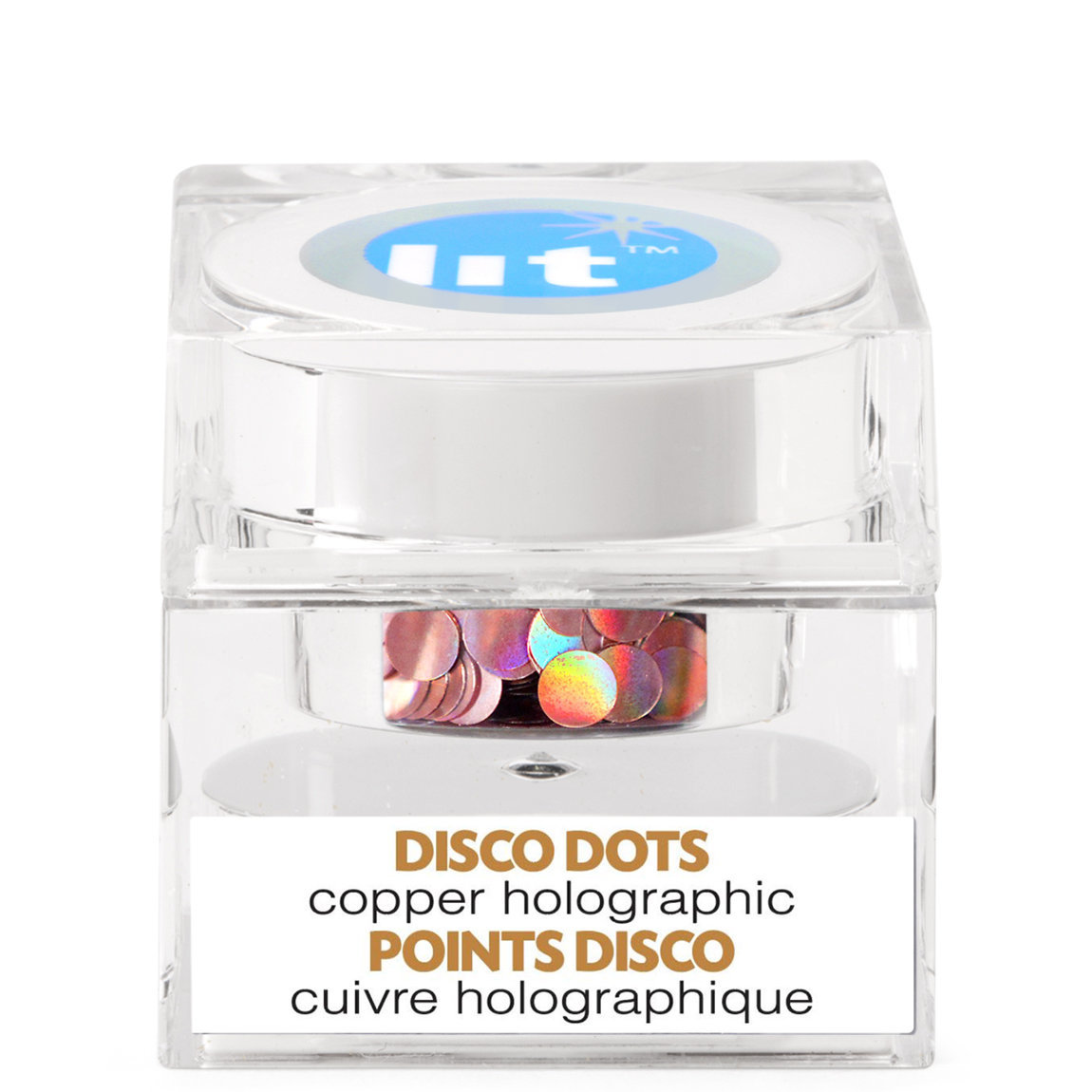 Lit Cosmetics Holographic Glitter Pigment Disco Dots Copper Gold S3 alternative view 1 - product swatch.
