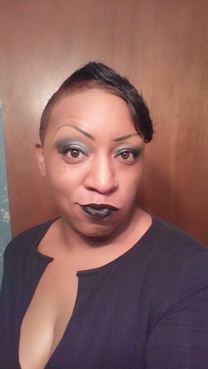 A look rocking a sexy black lipstick and Smokey eye.