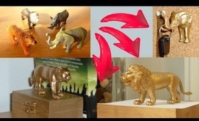 DIY room decor - 3 ideas to upcycle plastic animal toys with spray paint!
