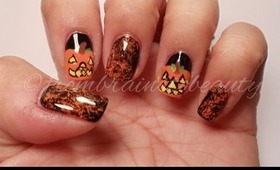 ♥Halloween Nail Tutorial | Pumpkin and Marble Nail Design♥