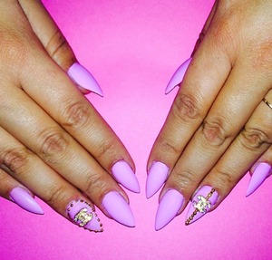@dazzlingdreamnails Matte Pink with a 3D Chanel Charm 